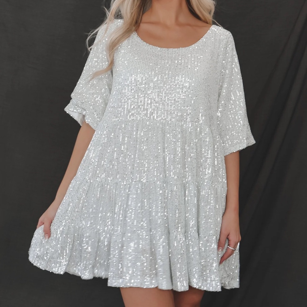 Sparkling Silver Sequin Dress